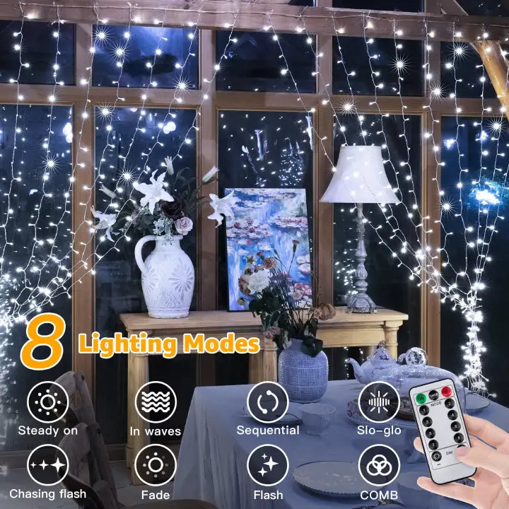 Ollny Curtain Lights 200LED 6.6x6.6ft, USB Warm White Christmas Curtain  Lights with Remote 8 Modes D…See more Ollny Curtain Lights 200LED  6.6x6.6ft