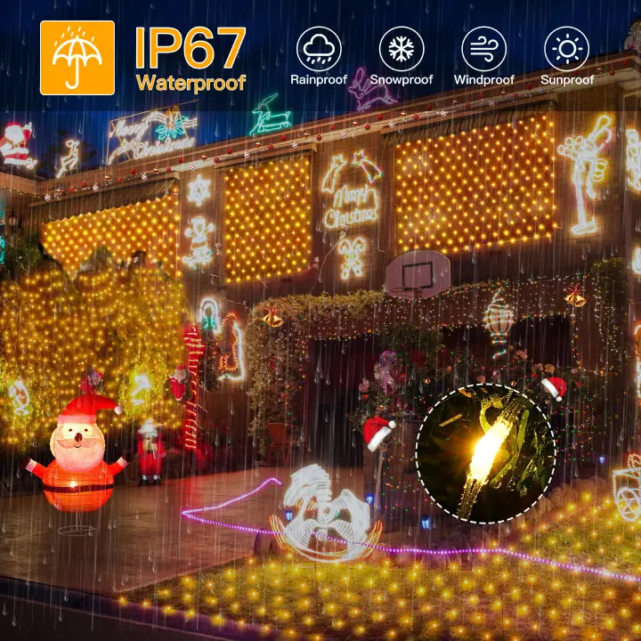 White Christmas Lights Outdoor-800LED Plug Wire Christmas x2 Remote Ollny