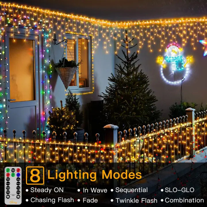 Warm White Icicle Christmas Lights, 486 LED 40ft Connectable