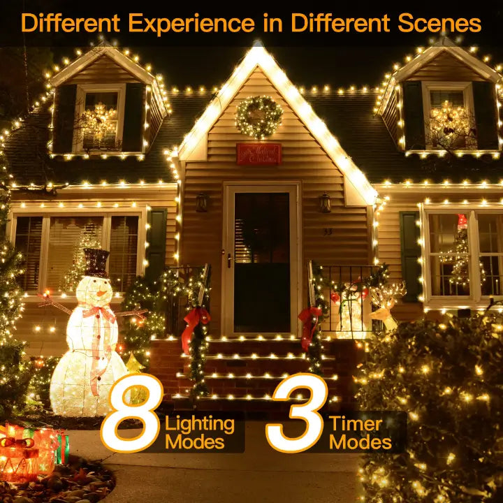 Waterproof Christmas Tree Lights With Remote 197ft Cool White