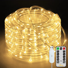 100 LED 33ft Warm White Rope Lights (USB, 8 Modes, IP68 Waterproof)