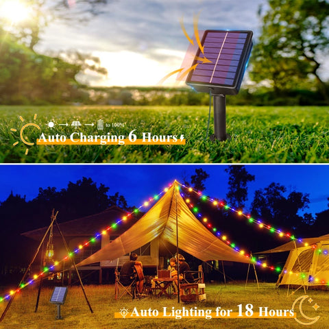 Ollny 120 LED 40ft Multicolor Solar String Lights (2 Packs, Solar Power, 8 Modes, IP67 Waterproof)