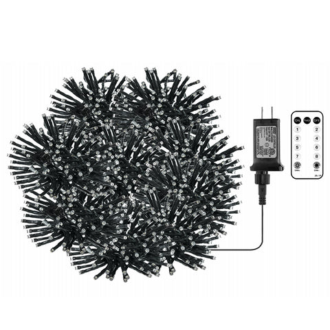 740 LED 9-in-1 Warm White Cluster Lights (Green Cable, Plug in, 8 Modes, IP44 Waterproof)