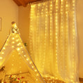 300 LED 9.8ft*9.8ft Warm White Curtain Lights (Clear Cable, 8 Modes, Connectable, IP67 Waterproof, Plug-in)