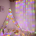 300 LED 9.8ft*9.8ft Multicolor Curtain Lights (Clear Cable, 8 Modes, Connectable, IP67 Waterproof, Plug-in)