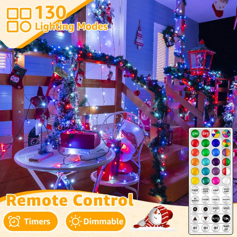 Ollny 400 LED 131ft Halloween Christmas RGB String Lights (Green Cable, 130 Modes)