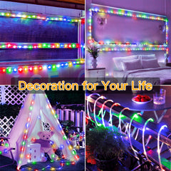 100 LED 33ft Multicolor Rope Lights (USB, 8 Modes, IP68 Waterproof)