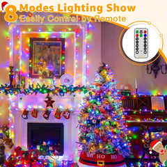 Ollny 800 LED 262ft Multicolor Christmas String Lights (Clear Cable, Plug in, 8 Modes, IP44 Waterproof)