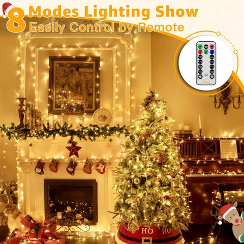 Ollny 800 LED 262ft Warm White String Lights (Clear Cable, Plug in, 8 Modes, IP44 Waterproof)