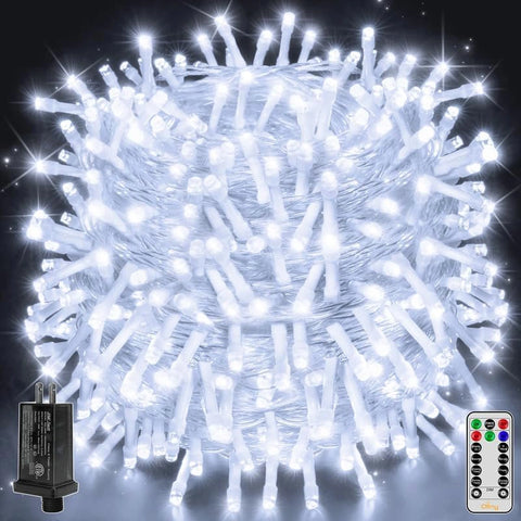 Ollny 800 LED 262ft Cool White String Lights (Clear Cable, Plug in, 8 Modes, IP44 Waterproof)