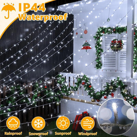 Ollny 800 LED 262ft Cool White String Lights (Clear Cable, Plug in, 8 Modes, IP44 Waterproof)