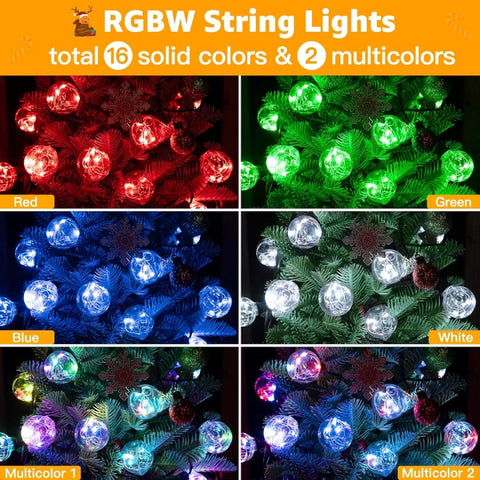 Ollny 30 Bulbs 30ft G40 Globe Bulb String Lights (18 Colors, 8 Modes, IP45 Waterproof)