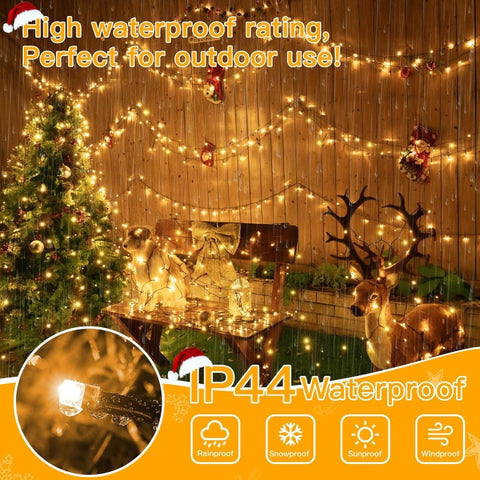 Ollny 800 LED 262ft Warm White String Lights (Green Cable, Plug in, 8 Modes, IP44 Waterproof)