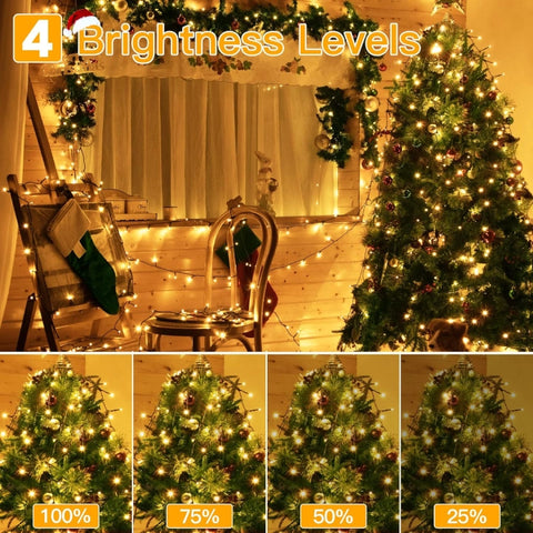 Ollny 800 LED 262ft Warm White String Lights (Green Cable, Plug in, 8 Modes, IP44 Waterproof)