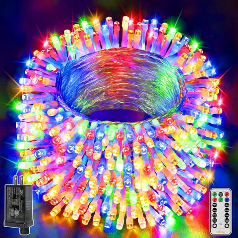 Ollny 400 LED 132ft Multicolor Christmas Lights (Clear Cable, Plug in, 8 Modes)