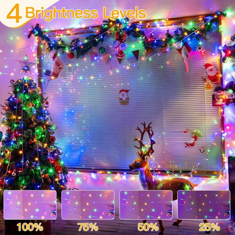 Ollny 400 LED 132ft Multicolor Christmas Lights (Clear Cable, Plug in, 8 Modes)