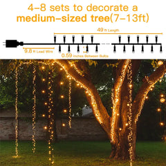 Ollny 400 LED 20ft Warm White Wedding Cluster Lights (Green Cable, Connectable, 8 Modes, IP44 Waterproof)