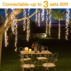 Ollny 400 LED 20ft Warm White Wedding Cluster Lights (Green Cable, Connectable, 8 Modes, IP44 Waterproof)