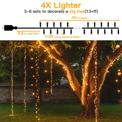 Ollny 1000 LED 49ft Warm White Wedding Cluster Lights (Green Cable, 8 Modes, IP44 Waterproof)