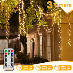 Ollny 1000 LED 49ft Warm White Wedding Cluster Lights (Green Cable, 8 Modes, IP44 Waterproof)