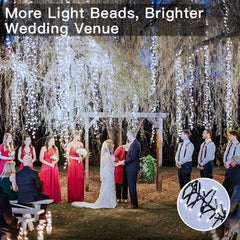 Ollny 400 LED 20ft Cool White Wedding Cluster Lights (Green Cable, Connectable, 8 Modes, IP44 Waterproof)