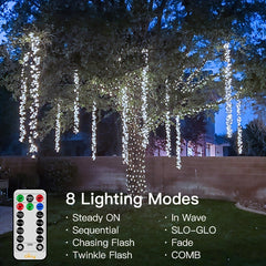 Ollny 400 LED 20ft Cool White Wedding Cluster Lights (Green Cable, Connectable, 8 Modes, IP44 Waterproof)