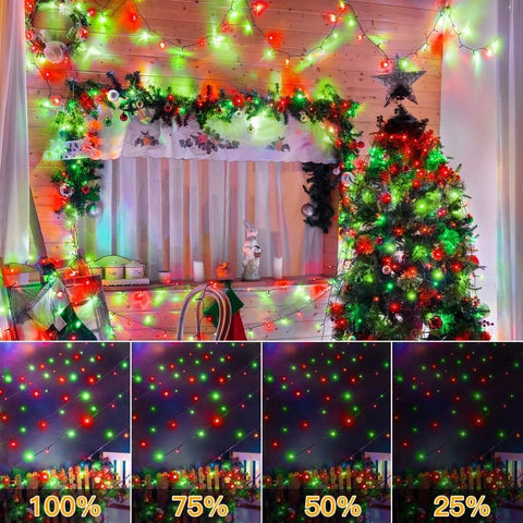 Ollny 500 LED 164ft Red and Green Christmas Lights (Green Cable, Plug in, 8 Modes, IP44 Waterproof)