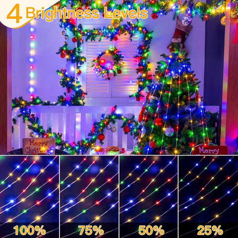 Ollny 600 LED 197ft Multicolor IP67 Waterproof Christmas Lights (Clear Wire, Plug in, 8 Modes)