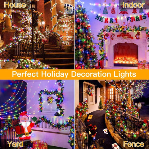 Ollny 600 LED 197ft Multicolor IP67 Waterproof Christmas Lights (Clear Wire, Plug in, 8 Modes)