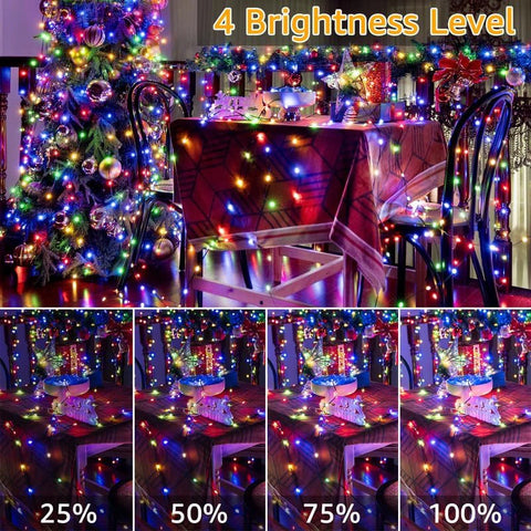 Ollny 600 LED 198ft Multicolor IP67 Waterproof Christmas Lights (Green Wire, Plug in, 8 Modes)