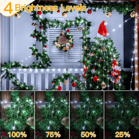 Ollny 600 LED 197ft Cool White IP67 Waterproof Christmas Lights (Clear Wire, Plug in, 8 Modes)