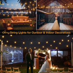 Ollny 150FT G40 Outdoor Wedding Patio Lights (75 Bulbs, IP45 Waterproof, Connectable, 6 Spare Bulbs)