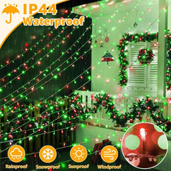 Ollny 800 LED 262ft Red and Green Christmas String Lights (Clear Cable, Plug in, 8 Modes, IP44 Waterproof)