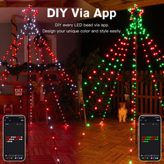 Ollny Smart RGB Christmas Tree Lights 265LED 6.6FT(130+ Modes, Remote & App Control, IP67 Waterproof)