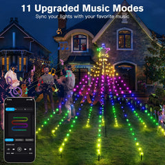 Ollny Smart RGB Christmas Tree Lights 265LED 6.6FT(130+ Modes, Remote & App Control, IP67 Waterproof)