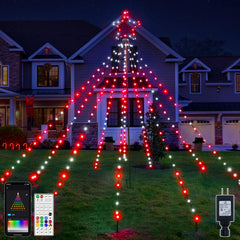 Ollny Smart RGB Christmas Tree Lights 265LED 6.6FT(130+ Modes, Remote & App Control, IP67 Waterproof)