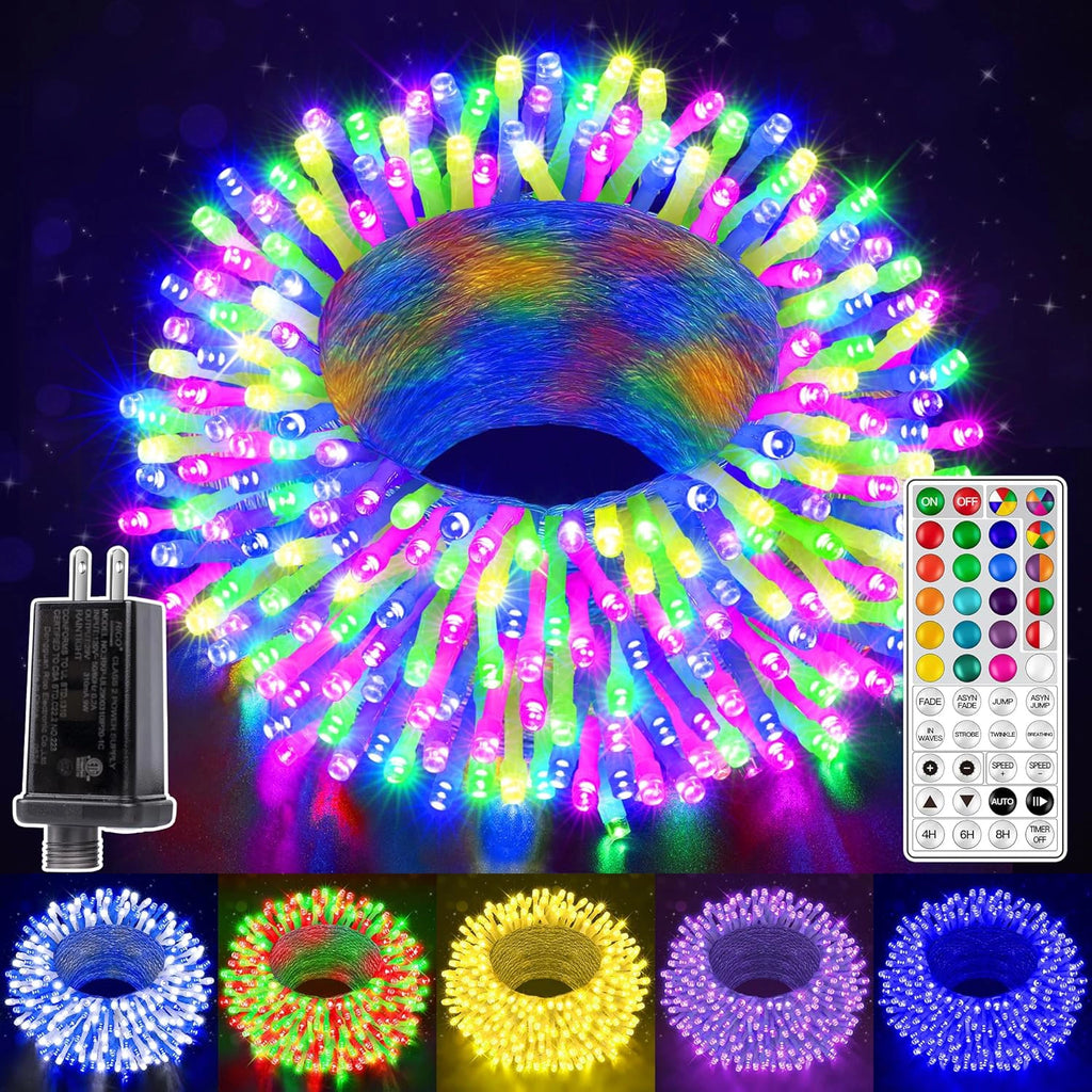 Ollny 200 LED 66ft Christmas RGB String Lights (Clear Cable, Connectable, 130 Modes)