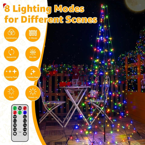 Ollny 234 LED 6ft-High Multicolor Christmas Tree Lights (8 Modes, IP67 Waterproof, Green Wire)