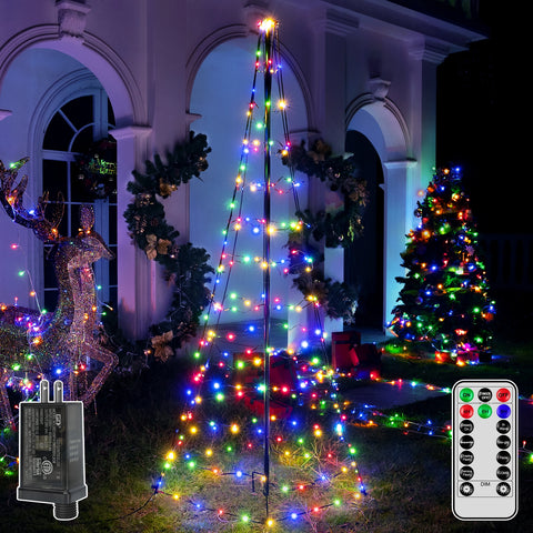 Ollny 234 LED 6ft-High Multicolor Christmas Tree Lights (8 Modes, IP67 Waterproof, Green Wire)