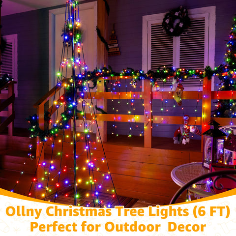 Ollny 234 LED 6ft-High Multicolor Christmas Tree Lights (8 Modes, IP67 Waterproof, Green Wire)