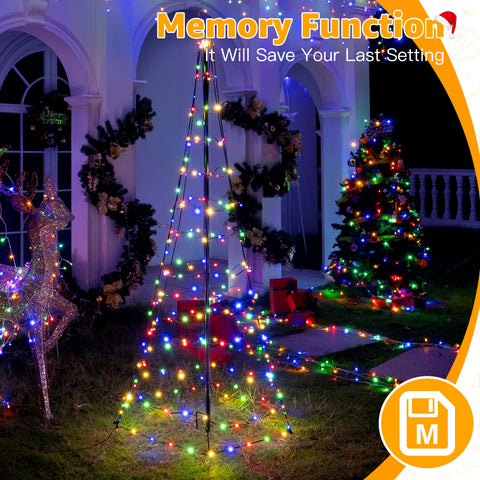 Ollny 234 LED 6ft-High Multicolor Christmas Tree Lights (8 Modes, IP67 Waterproof, Green Wire)