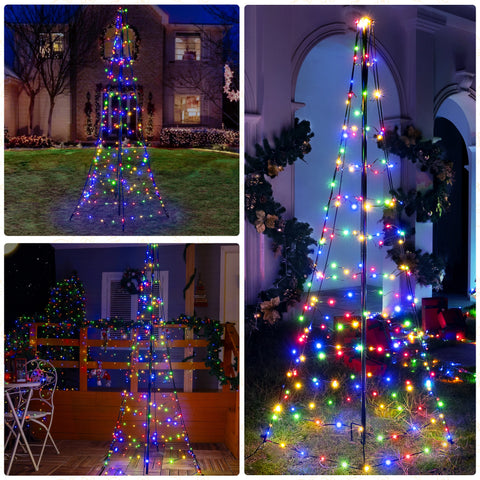 Ollny 234 LED 6ft-High Multicolor Christmas Tree Lights (8 Modes, IP67 Waterproof, Green Wire)