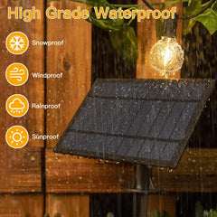 Ollny 60FT G40 Outdoor Solar Lights (25 Bulbs, IP45 Waterproof, Solar Powered, 2 Spare Bulbs)