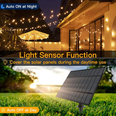 Ollny 35FT G40 Outdoor Solar Lights (15 Bulbs, IP45 Waterproof, Solar Powered, 1 Spare Bulb)