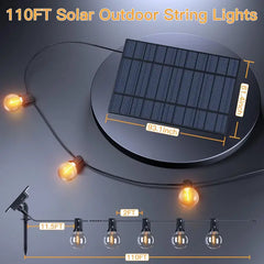 Ollny 110FT G40 Outdoor Solar Lights (50 Bulbs, IP45 Waterproof, Solar Powered, 2 Spare Bulbs)