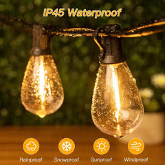 Ollny 30FT S11 Outdoor Patio Lights (15 Bulbs, IP45 Waterproof, Connectable, 1 Spare Bulb)