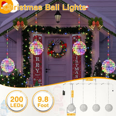 Ollny Outdoor Christmas Multicolor Ball Light 4 Packs 7.87 inch (Clear Cable, Plug in, Connectable, 8 Modes, IP67  Waterproof)