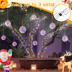 Ollny Outdoor Christmas Multicolor Ball Light 4 Packs 7.87 inch (Clear Cable, Plug in, Connectable, 8 Modes, IP67  Waterproof)