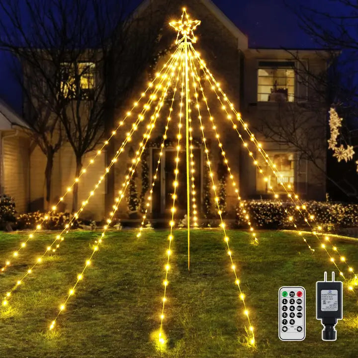 Christmas Lights Outdoor 352LED 11.5FT,Multicolor Tree Light with Plug in  Remote