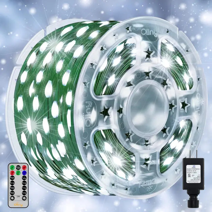 Ollny Icicle Lights Outdoor 396LED 32FT-Christmas Light with 8 Modes Timers  Remote Waterproof-Cool White